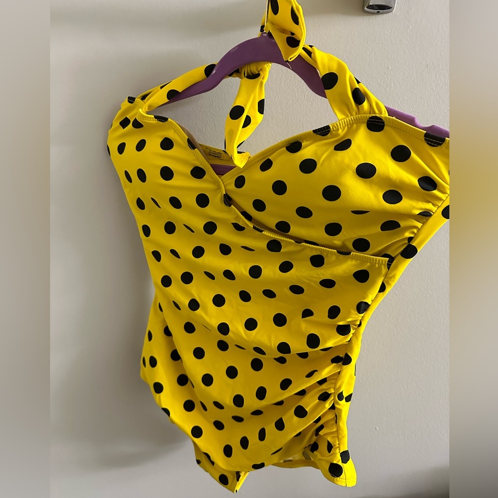 Esther Williams Yellow Polkadot Halter One Piece